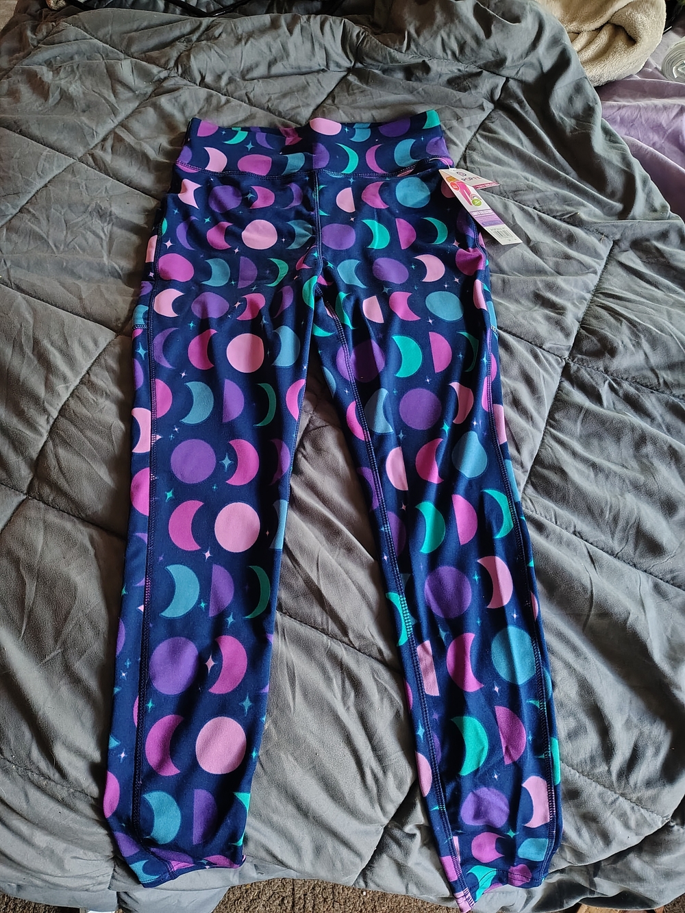 POP Fit Navy Moon & Crescent Print Leggings with Pink, Teal, Purple Accents